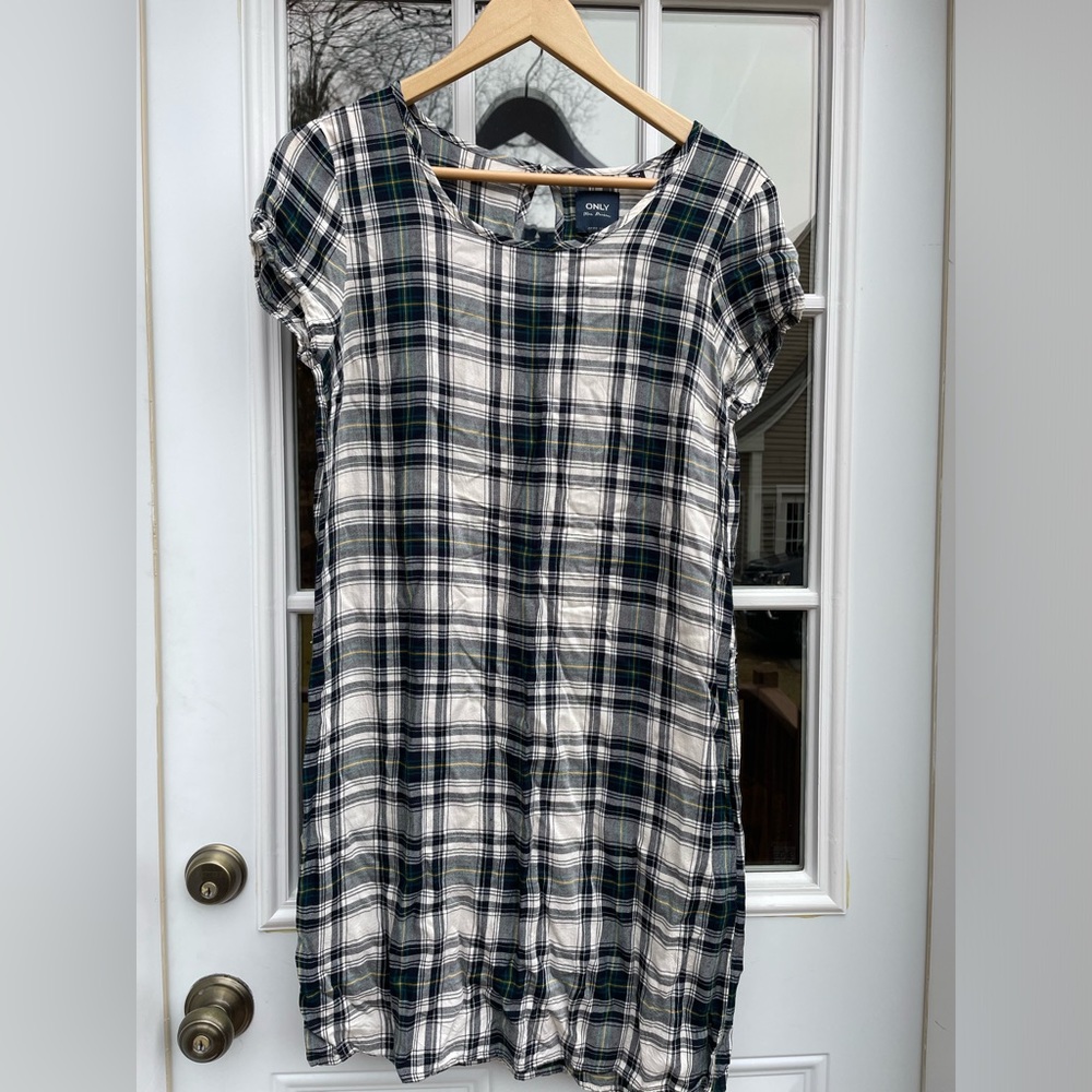 ONLY bleu denim plaid summer dress